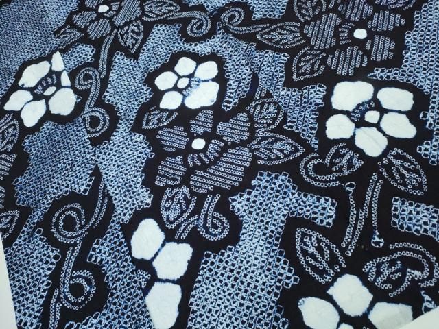 平和屋着物∴夏物 浴衣 有松鳴海絞り 花唐草文 綿 逸品 CABA0694ng