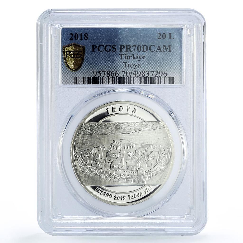 トルコ 20リラ 古代都市トロヤ建築 PR70 PCGS 銀貨 2018 - メルカリ