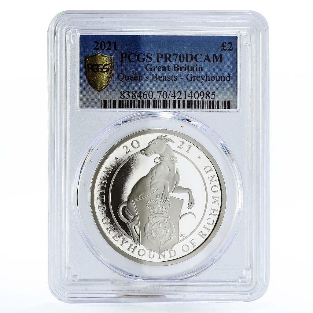 英国 2ポンド クイーンズビーストシリーズ グレイハウンド PR70 PCGS