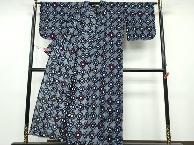 平和屋着物∴夏物 浴衣 有松鳴海絞り 亀甲繋ぎ文 綿 ng