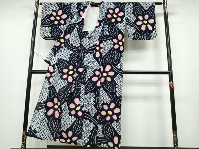 平和屋着物∴夏物 浴衣 有松鳴海絞り 舞菊文 綿 ng