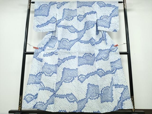 平和屋着物∴夏物 浴衣 有松鳴海絞り 立波吉祥文 綿 ng