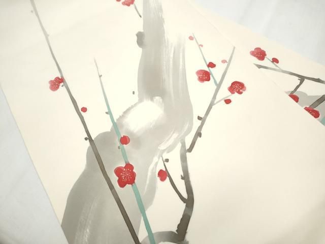 平和屋着物 塩瀬 九寸名古屋帯 手描き 枝梅文 金彩 正絹 hy