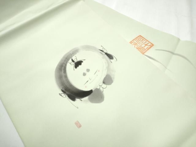 平和屋着物 塩瀬 九寸名古屋帯 作家物 手描き 童子 正絹 hy