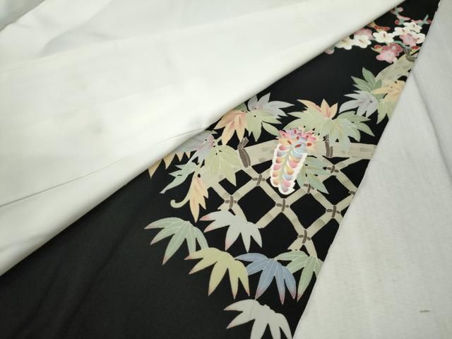 平和屋着物○本加賀友禅作家 鶴見保次 黒留袖 松竹梅花文 色紙付き