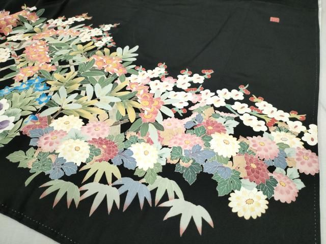 平和屋着物○本加賀友禅作家 鶴見保次 黒留袖 松竹梅花文 色紙付き