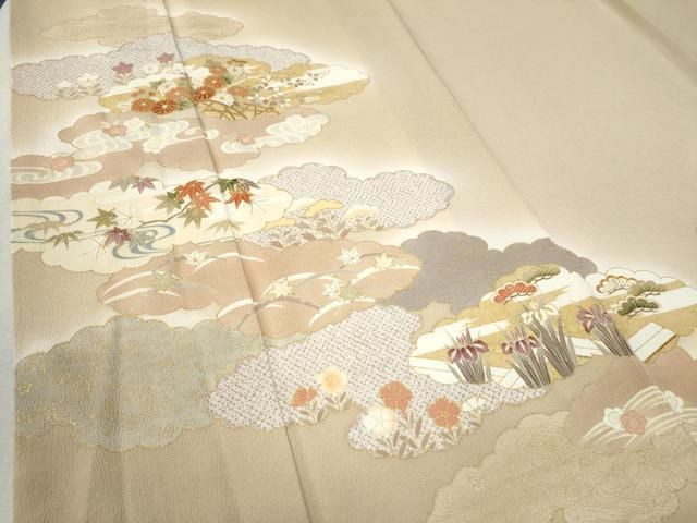 和吉商店 平和屋着物○十日町老舗ブランド 吉澤友禅 吾妻徳穂 訪問着 雲重ね籬