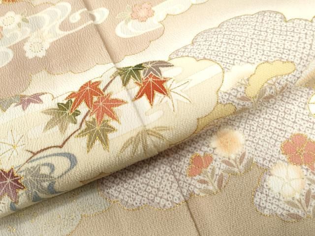 平和屋着物○十日町老舗ブランド 吉澤友禅 吾妻徳穂 訪問着 雲重ね籬