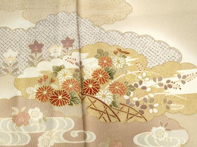 平和屋着物○十日町老舗ブランド 吉澤友禅 吾妻徳穂 訪問着 雲重ね籬