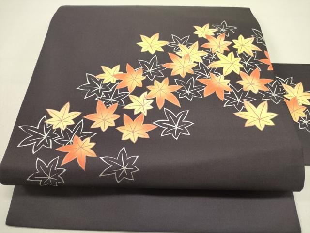 平和屋着物 九寸名古屋帯 舞楓文 銀彩 正絹 op