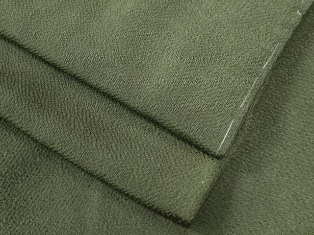 平和屋着物 上質な色無地 老竹色 鬼しぼ縮緬 正絹 yc