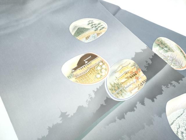 平和屋着物 塩瀬 九寸名古屋帯 作家物 風景文 シルエット 正絹 hy