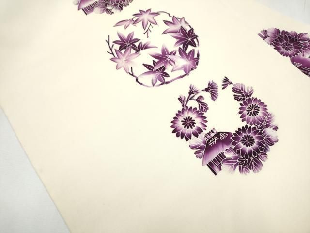 平和屋着物 塩瀬 九寸名古屋帯 友禅 風景草花丸文 正絹 hy