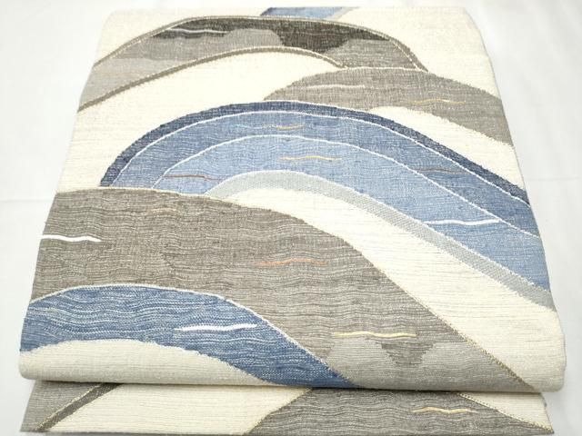 平和屋着物 スリーシーズン 春夏秋 両面 全通柄袋帯 流水文 金銀糸 正絹 hy