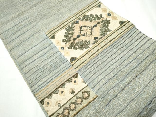 平和屋着物 スリーシーズン 春夏秋 太鼓柄袋帯 作家物 すくい織 草花文 金糸 正絹 hy