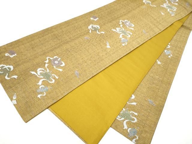 平和屋着物○六通柄袋帯 唐織 器物吉祥文 金糸 正絹 逸品 CABB0530hy