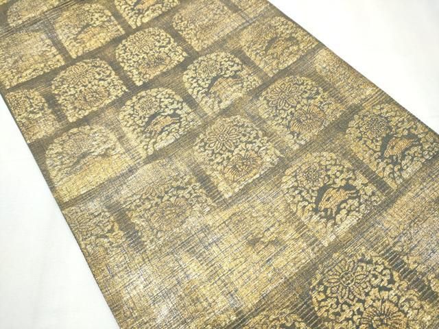 平和屋着物 六通柄袋帯 花兎 金糸 正絹 hy