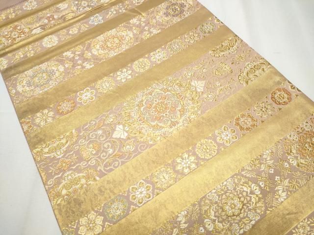 平和屋着物 西陣織 陰山織物謹製 箔屋清兵衛 六通柄袋帯 唐織 正倉院間道 本金箔 正絹 hy