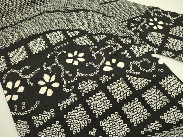 平和屋着物 九寸名古屋帯 総絞り 舞花 黒地 正絹 op