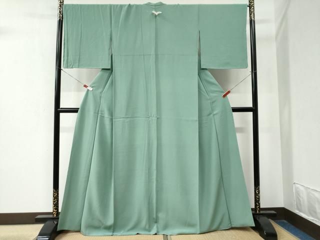 平和屋着物 上質な色無地 青磁色 正絹 yc