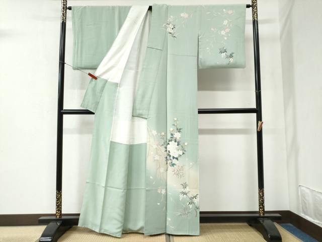 平和屋着物 訪問着 友禅 枝花文 暈し染め 正絹 yc