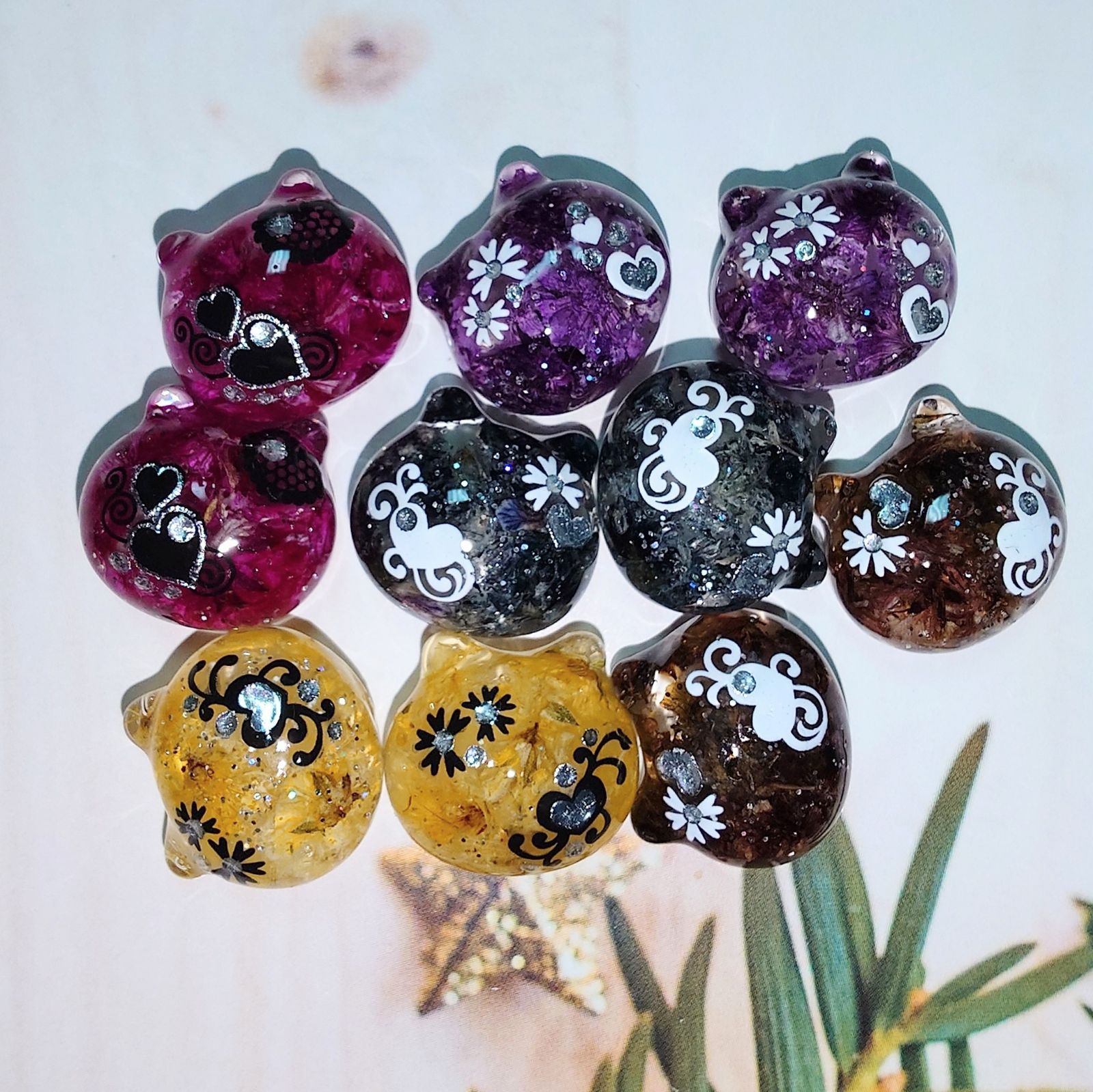 レジン カボション ぷっくり猫ちゃん オリジナルパーツセット