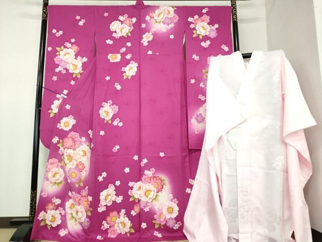 平和屋着物○豪華振袖 長襦袢(無双仕立て)セット 舞花文 暈し染め 金銀