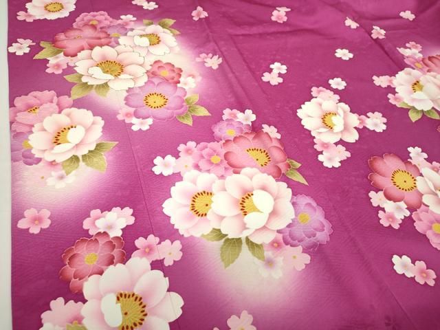 平和屋着物○豪華振袖 長襦袢(無双仕立て)セット 舞花文 暈し染め 金銀