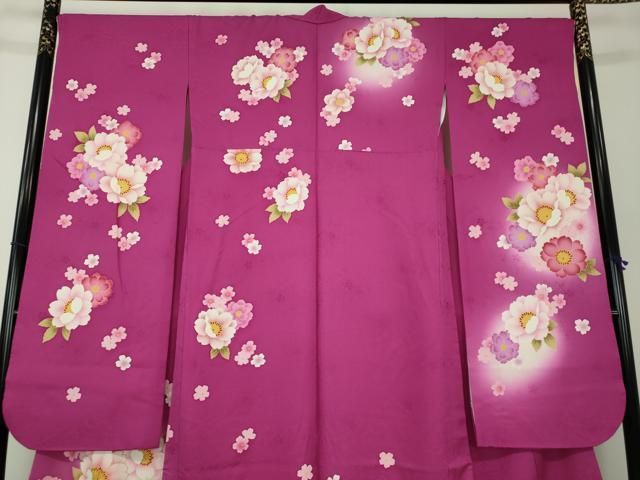 平和屋着物○豪華振袖 長襦袢(無双仕立て)セット 舞花文 暈し染め 金銀