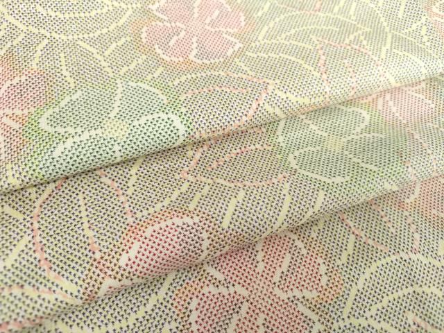 平和屋着物 本場大島紬 白大島 7マルキ 草花文 正絹 ps