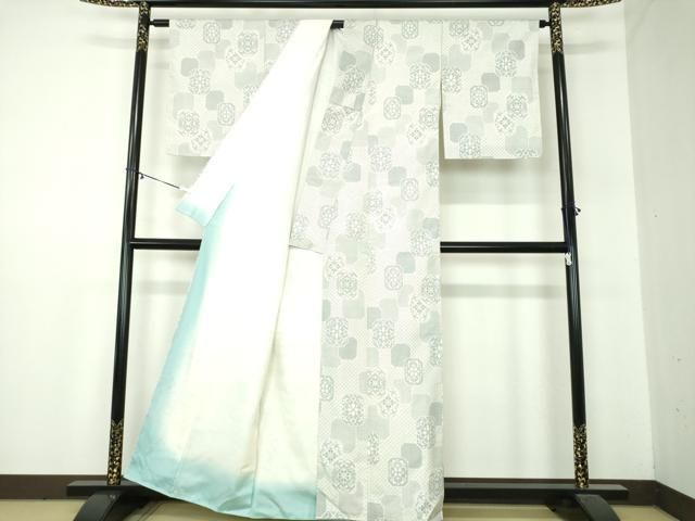  平和屋着物 本場大島紬 白大島 7マルキ 亀甲花文 正絹 ps 紬 着物