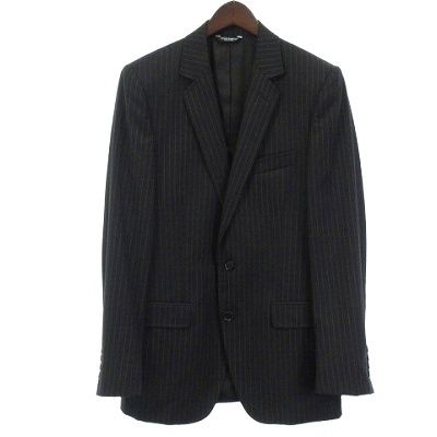ドルチェ-ガッバーナ ドルガバ DOLCE-GABBANA スーツ セットアップ ストライプ テーラードジャケット スラックス イタリア製 2 B シングル 総裏地 黒 ブラック 46 M位