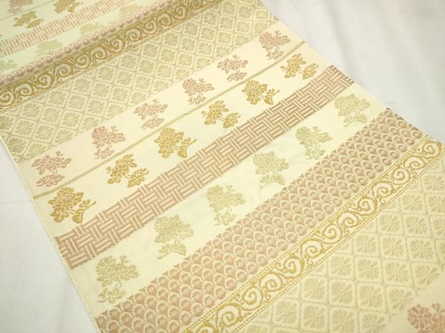  平和屋着物 西陣 川島織物 洗える最 着物 英 はなぶさ謹製 六通柄 京袋帯 横段花文 たとう紙付き hy 袋帯 帯
