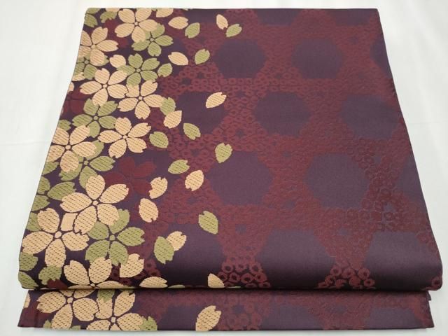 平和屋着物 西陣 川島織物 洗える最 着物 英 はなぶさ謹製 六通柄 京袋帯 唐織 舞桜文 たとう紙付き hy