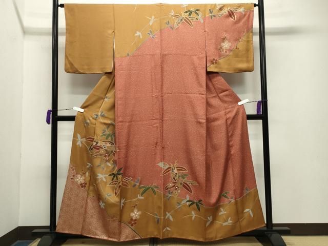 平和屋着物 訪問着 笹梅文 金彩 正絹 gh