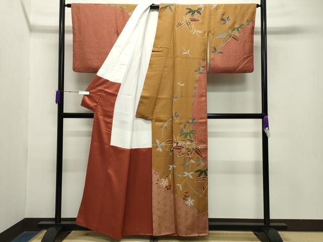 平和屋着物 訪問着 笹梅文 金彩 正絹 gh