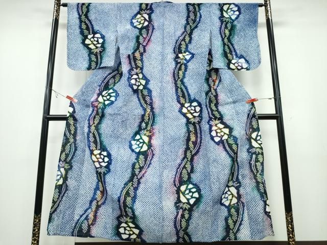 平和屋着物∴夏物 浴衣 有松鳴海絞り 薔薇 綿 ng