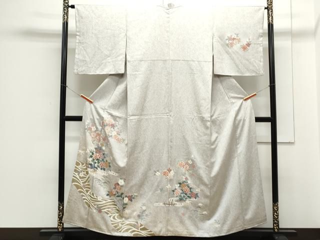 平和屋着物▽中国三大刺繍 相良刺繍 総市刺繍 小紋 単衣