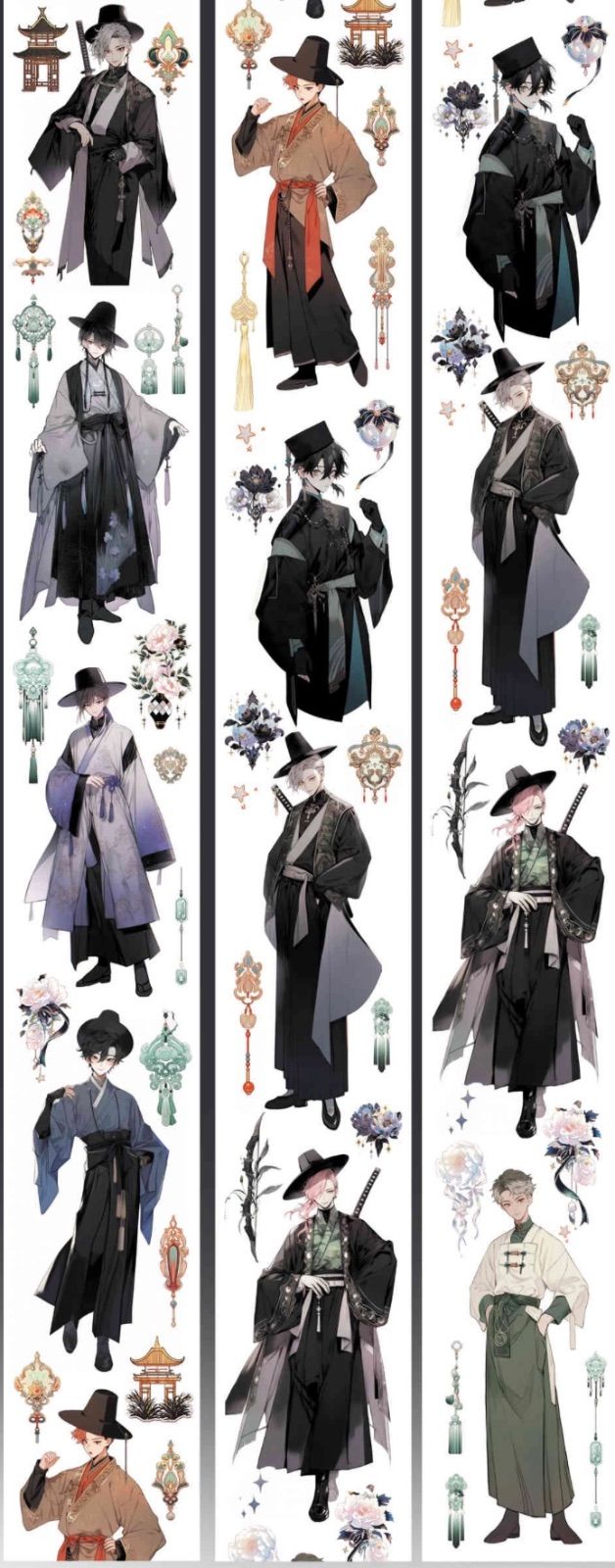 贝壳光 6cm×10m 南宫雪 海外マスキングテープ 海外マステ 人物 和服