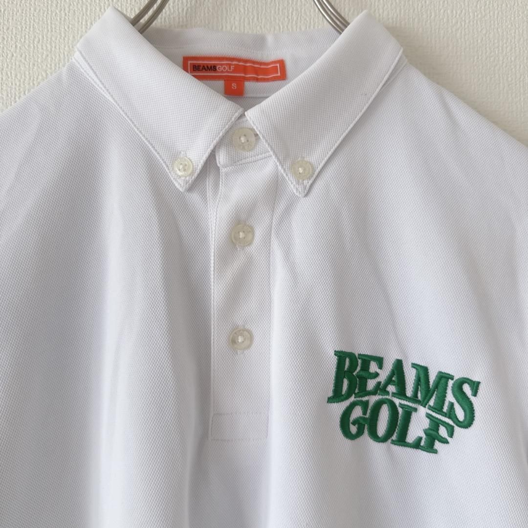 BEAMS GOLF フォトプリント 青空ポロシャツ ホワイトグリーンブルー S
