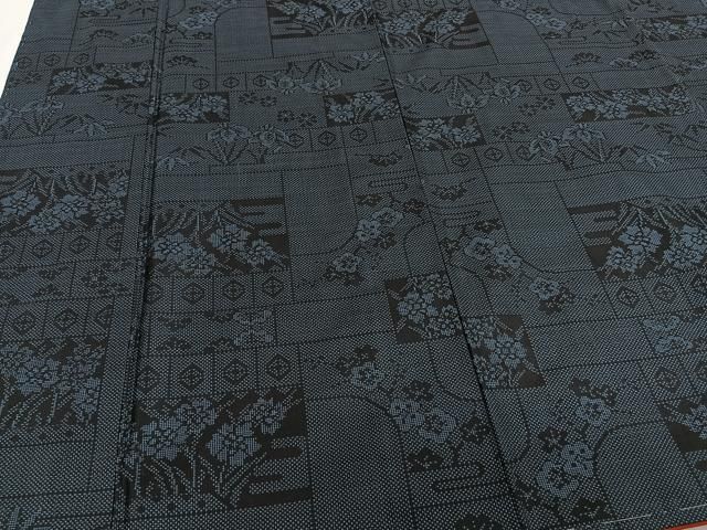 平和屋着物□本場大島紬 7マルキ 色紙吉祥花文 正絹 逸品 未使用