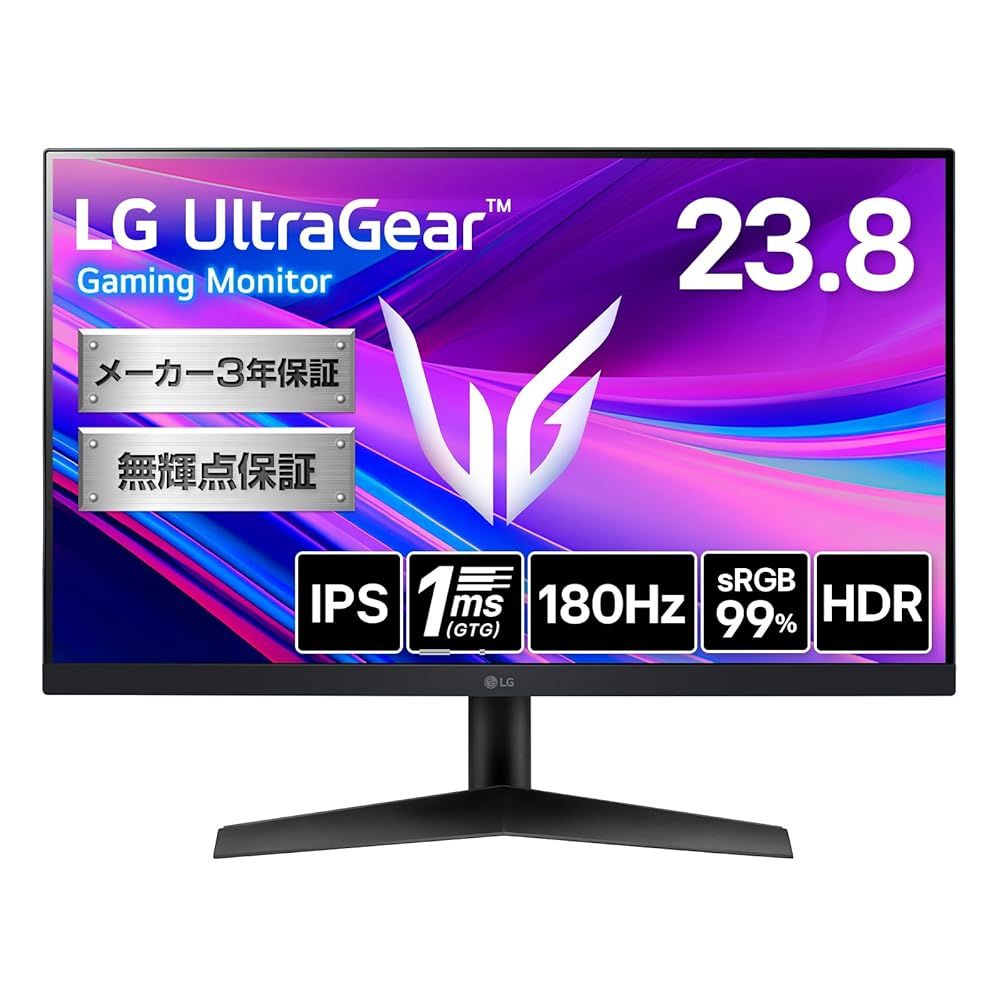 LG ゲーミングモニター UltraGear 24 GS 60 F B 23 8インチ PCゲーム 家庭用ゲーム フルHD 1920 1080 アンチグ 180 Hz