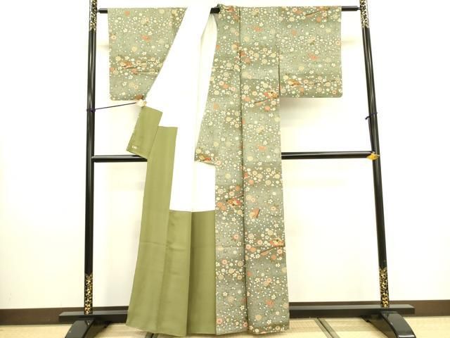 平和屋着物□上質な小紋 扇面花文 金彩 三越扱い 正絹 逸品 DAAZ2557op