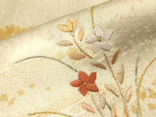 平和屋着物□訪問着 刺繍 絞り 雲取草花文 金彩 正絹 逸品 DAAZ2583op