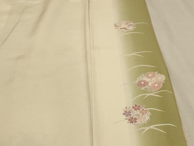 平和屋着物□訪問着 寿光織 霞花蝶文 暈し染め 金糸 正絹 逸品