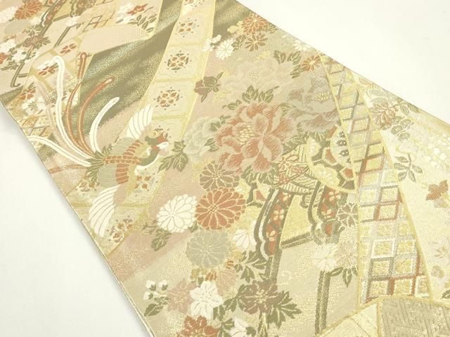 平和屋着物◎佐賀錦 六通柄袋帯 飾花文 金糸 正絹 逸品