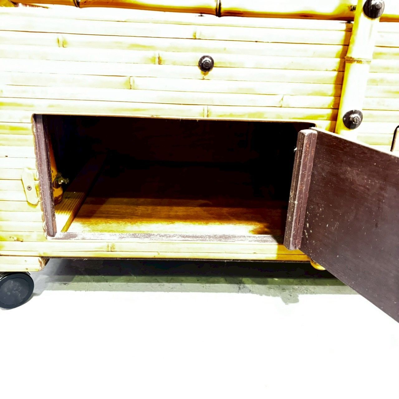 美品】 梅里竹芸 3人掛け ソファ ベンチ 収納付き 国産 健康長椅子 竹