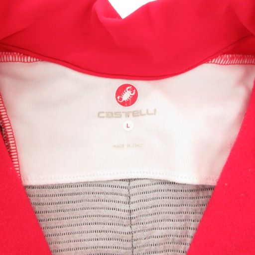 カステリ castelli サイクルジャージ ハーフジップ ロゴ 裏起毛 L 赤