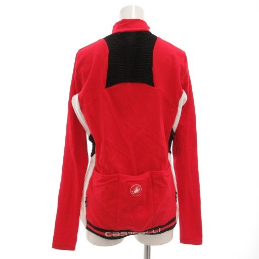 【美品】カステリ　裏起毛ハーフジップサイクルジャージ　L カステリ castelli サイクルジャージ ハーフジップ ロゴ 裏起毛 L 赤