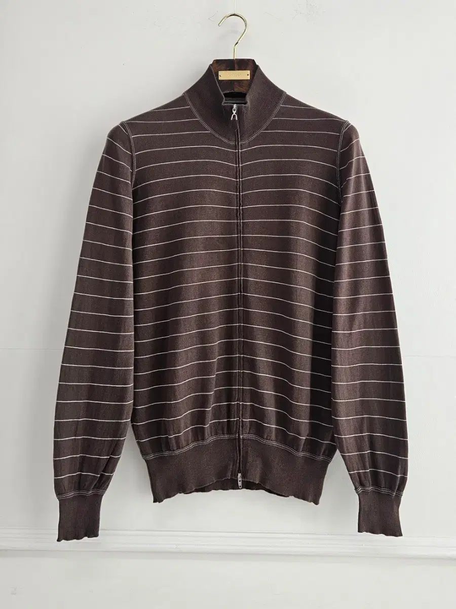 ブルネロクチネリ ハイネック コットン ジップアップ カーディガン